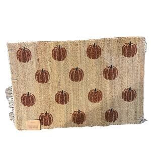 NWT ARTISAN AREA RUG TAN AND TERRACOTTA HARVEST PUMPKIN Braided Jute 27"x42”